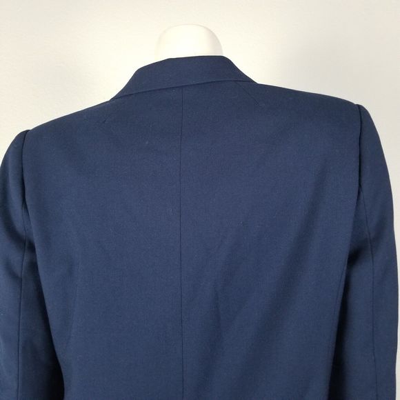 J. Crew Factory Navy Wool-Blend Gold Buttons Academia Career Blazer Sz 10 AZ565 - Picture 5 of 15